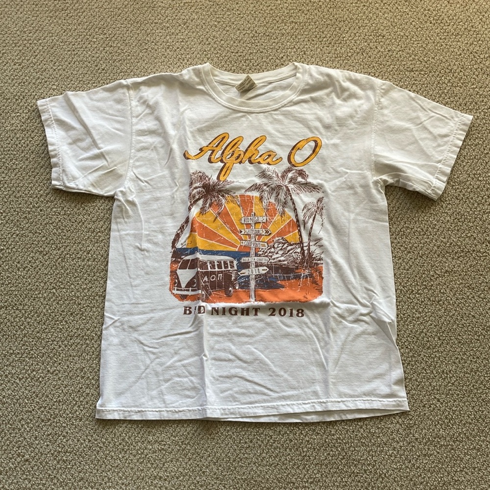 Comfort Colors Alpha O AOPi Sorority Bid Night T-Shirt Size Large Unisex EUC